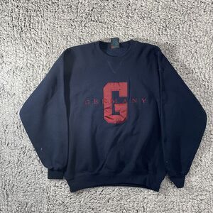 Vintage Germany Sweatshirt Sz L Blue Embroidered Made in USA